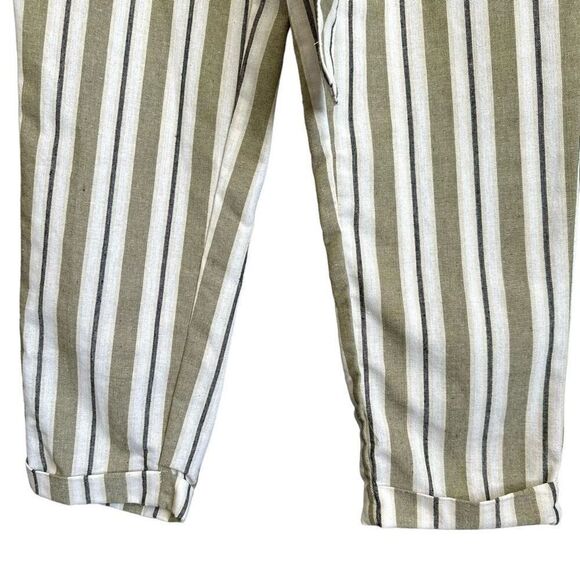 NWT Ci Sono Thick Striped High Waist Cuffed Paper bag Pants - Picture 5 of 9